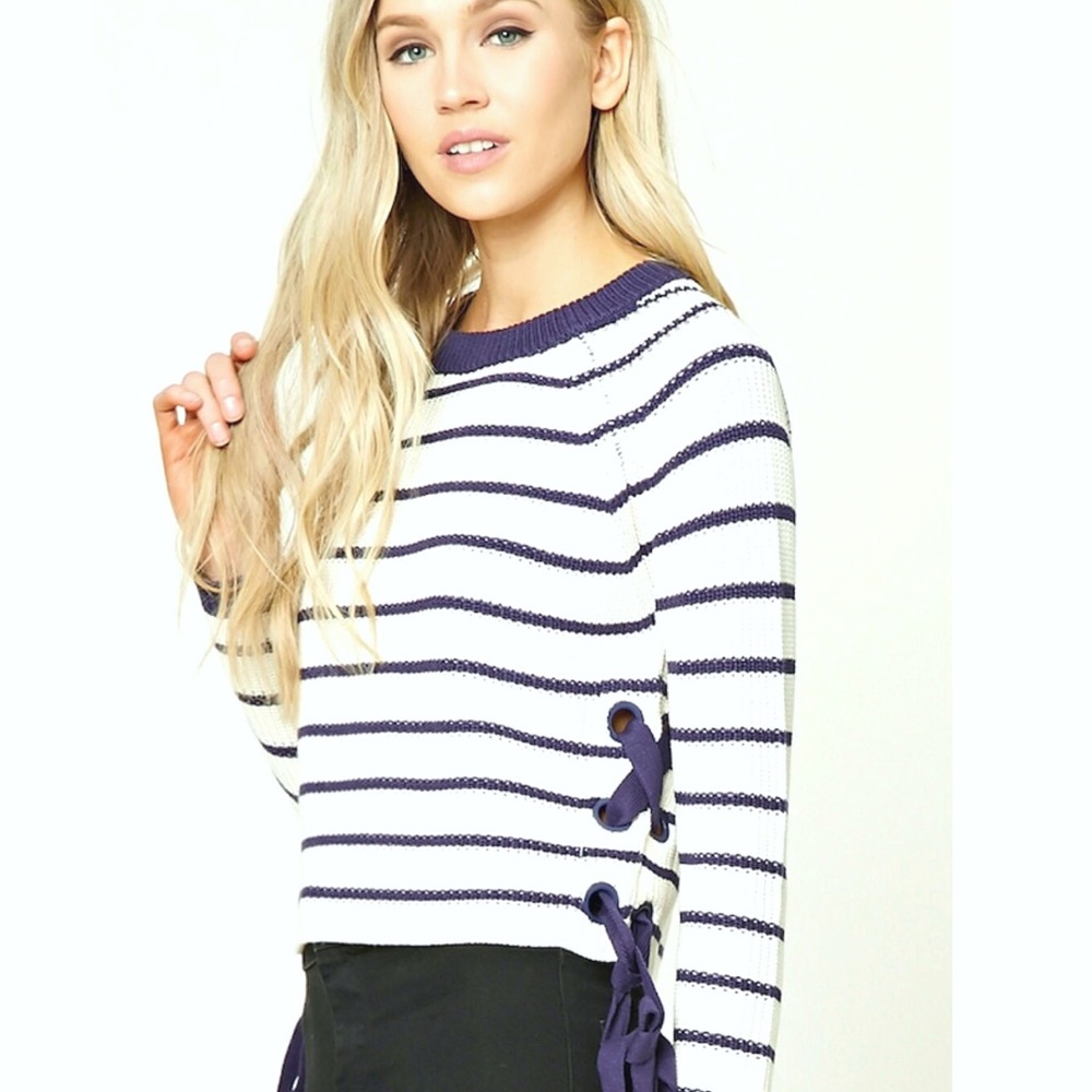 Striped nautical spring/summer cropped sweater